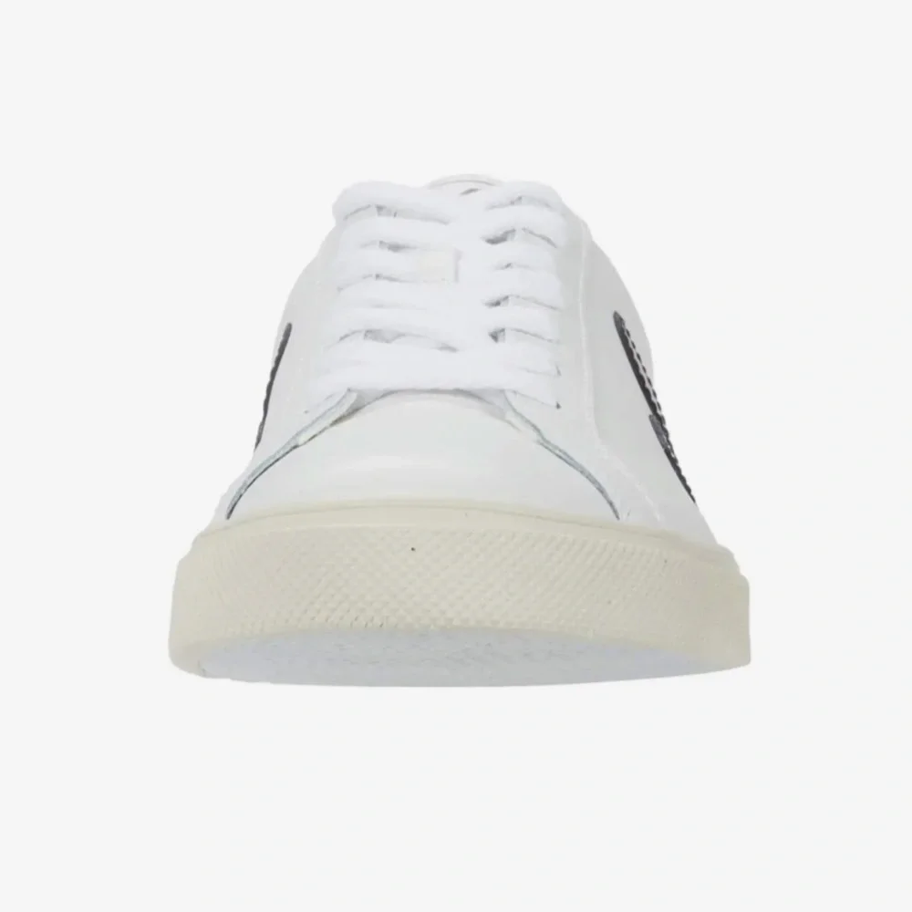 Veja White Leather Sneakers with Black V Accents